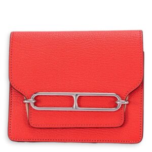 Roulis Slim Rose Texas Wallet in Chevre Leather, Palladium hardware