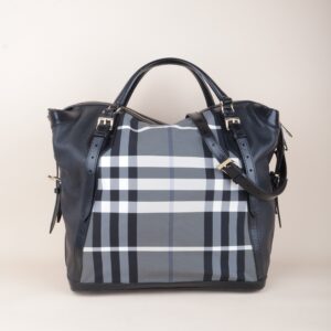 Burberry Black Ellers Satchel Beat Check Tote Bag