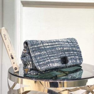 Prada Bicolor Tweed Turnlock Flap Clutch