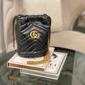 Gucci Black GG Marmont Mini Bucket Bag