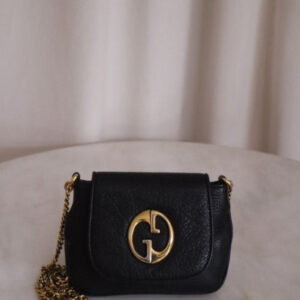 Gucci Black Pebbled Small 1973 Chain Bag