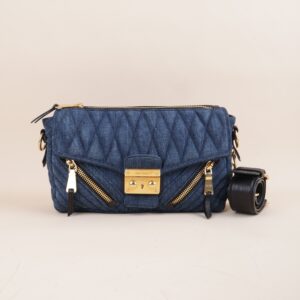 Miu Miu Bicolor Quilted Matelasse Biker Shoulder Bag