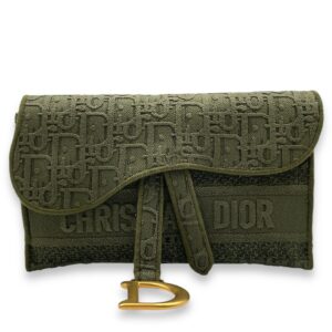 Saddle Green Crossbody Bag in Canvas, Gold hardware