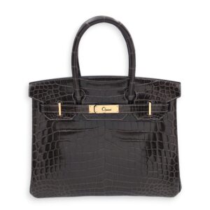 Birkin 30 Graphite in Shiny Niloticus, Gold hardware