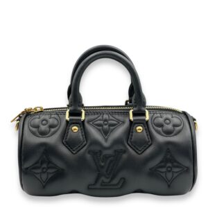 Papillon BB Black Crossbody Bag in Calfskin, Gold hardware