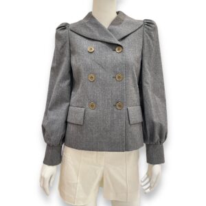 Peacoat Double- breasted Jacket IT 38 Grey in Viscose, Antique Brass hardware