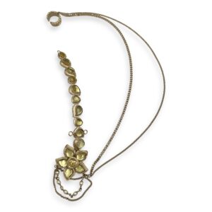 12A Paris-Bombay Flower Yellow Headpiece in Resins, Pearls, Gold hardware