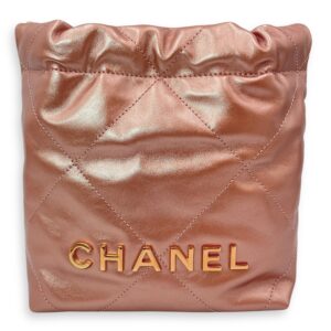 22 Tote 20 Pink Crossbody Bag in Metallic, Rose Gold hardware