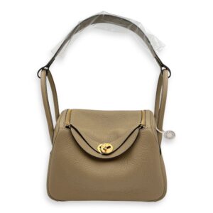 Lindy 26 Beige Marfa in Clemence, Gold hardware