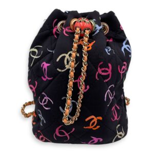 Coco Printed Multi-Colour Backpack in Fabric/Calf, Gold hardware