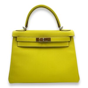 Kelly 28 Lime/Gris Perle in Epsom, Palladium hardware