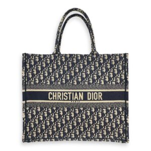 Oblique Book Tote Large Blue Shoulder Bag in Canvas