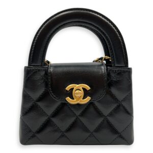 Kelly Micro Black Crossbody Bag in Lambskin, Gold hardware