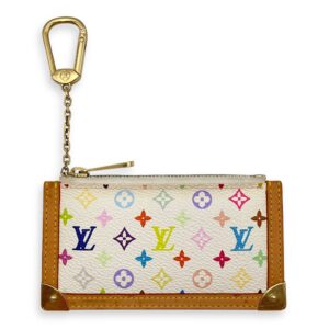 LV x TM White/Multi-Color Key Holder Pouch in Canvas, Gold hardware