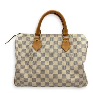 Azur Damier Speedy White Top Handle Bag, Gold hardware