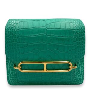 Roulis Mini Vert Jade in Matte Alligator/Shiny Alligator, Gold hardware
