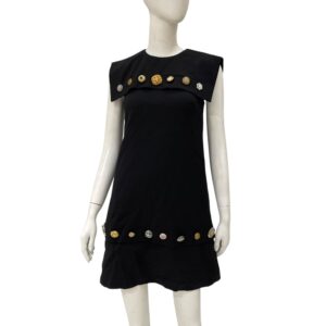 Mid Length Dress 36 Black Ready-To-Wear in Wool, Brushed Gold hardware