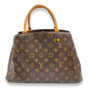 Montaigne Brown Monogram Shoulder Bag in Canvas, Gold hardware