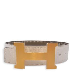 Constance 42mm X 105cm Blanc/Etoupe Belt Kit in Epsom, Brushed Gold hardware