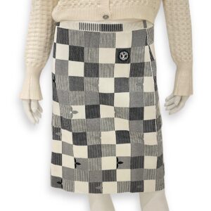 Monogram Damier Knit Skirt Small White Ready-To-Wear in Viscose