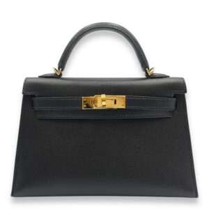 Sellier Kelly 20 Black in Epsom, Gold hardware