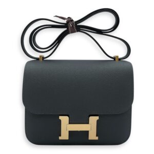 Constance Mirror 18 Gris Misty in Epsom, Permabrass hardware