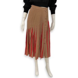 Pleated Skirt 38 Brown/Red Ready-To-Wear