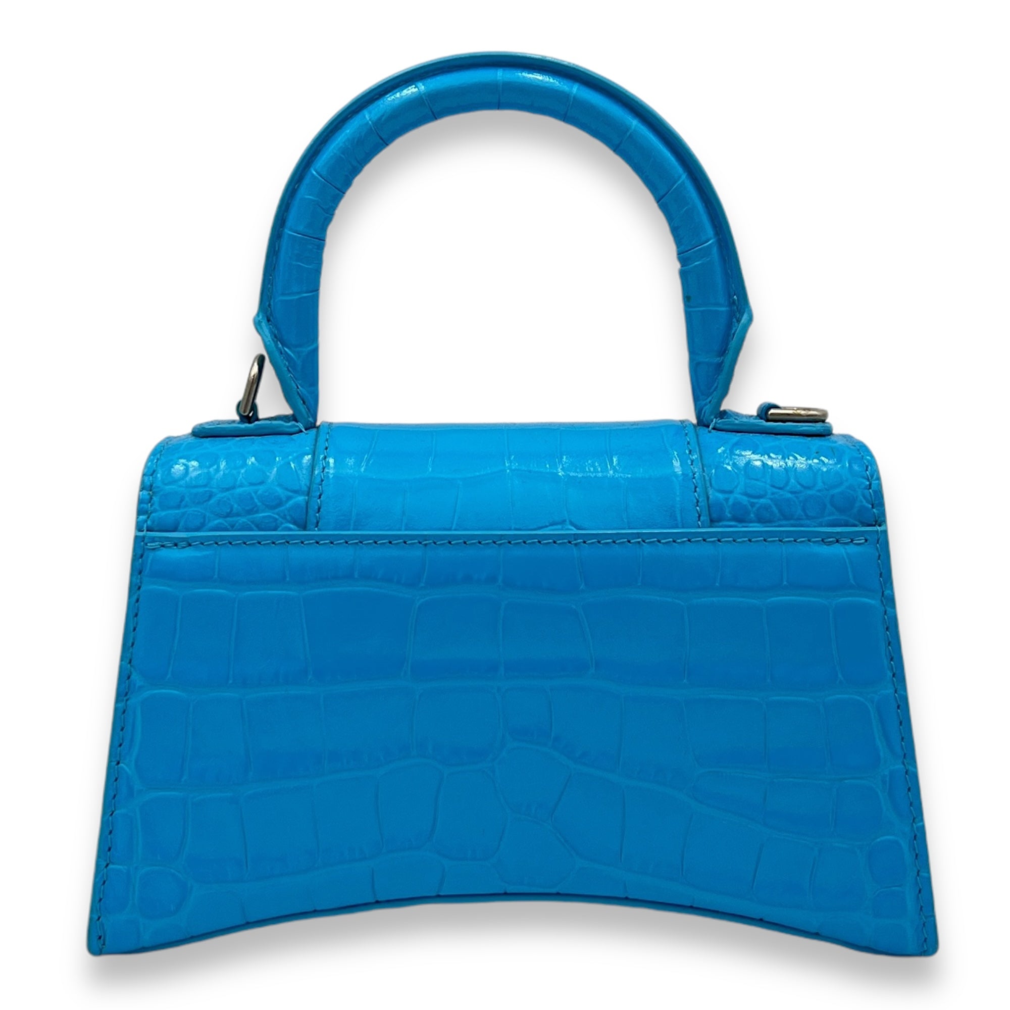 Hourglass Top Handle Bag XS Blue in Calfskin , Silver Hardware - Image 3