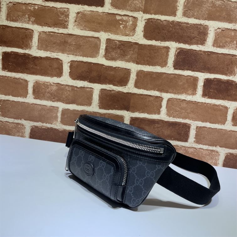 Belt bag with Interlocking G Black leather - Image 10