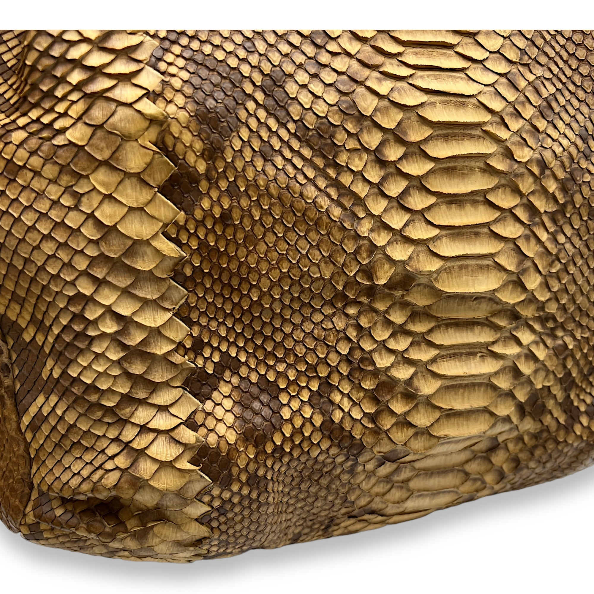 Duette Brown Shoulder Bag in Python Leather, Brushed Gold hardware - Image 9