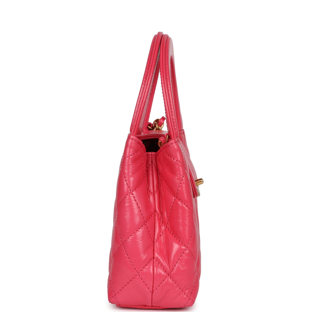 Chanel Small Kelly Shopper Dark Pink Shiny Aged Calfskin Brushed Gold Hardware - Image 4