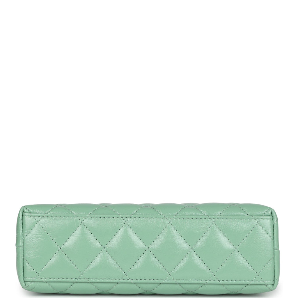 Chanel Small Kelly Shopper Light Green Shiny Aged Calfskin Brushed Gold Hardware - Image 7