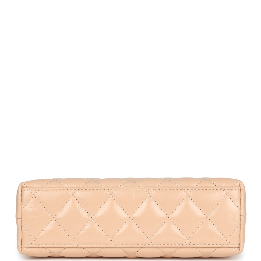 Chanel Small Kelly Shopper Beige Shiny Aged Calfskin Brushed Gold Hardware - Image 7