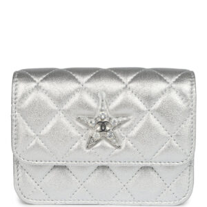 Chanel Crystal CC Walk Of Fame Clutch on Chain Silver Metallic Goatskin Silver Hardware