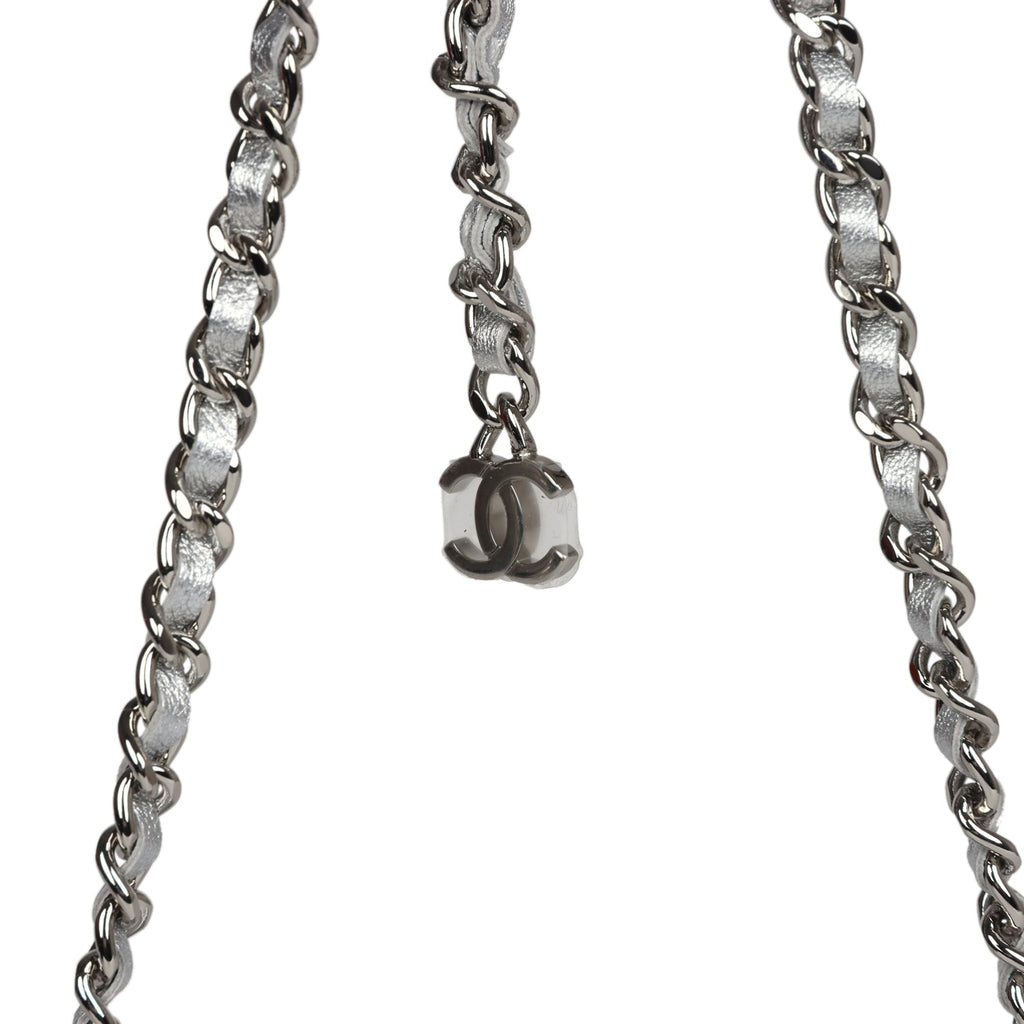 Chanel Crystal CC Walk Of Fame Clutch on Chain Silver Metallic Goatskin Silver Hardware - Image 10