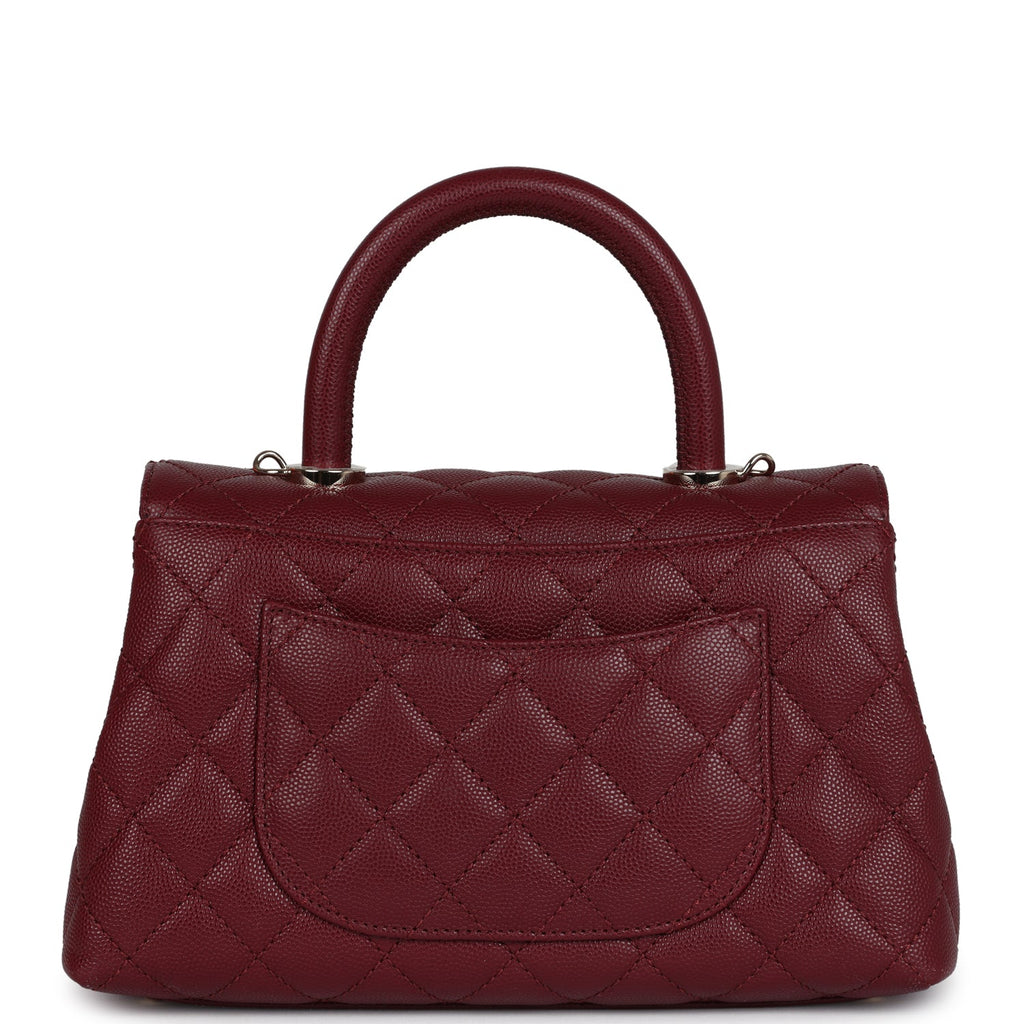 Chanel Small Coco Top Handle Flap Bag Burgundy Caviar Light Gold Hardware - Image 5