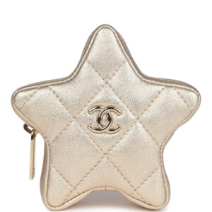 Chanel Walk Of Fame Star Clip-On Coin Purse Metallic Gold Goatskin Light Gold Hardware