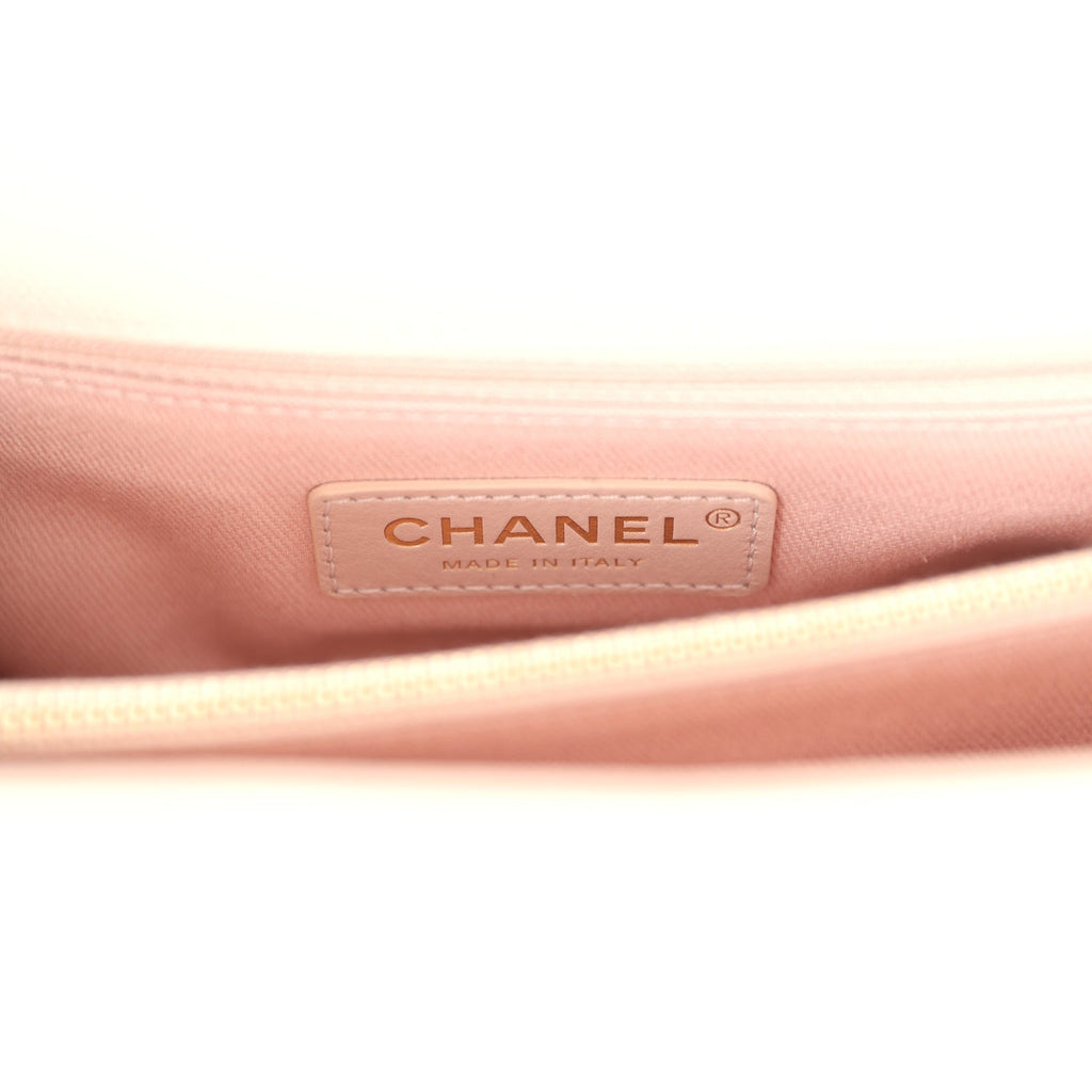 Chanel Medium Coco Top Handle Flap Bag Light Beige Chevron Caviar Light Gold Hardware - Image 11