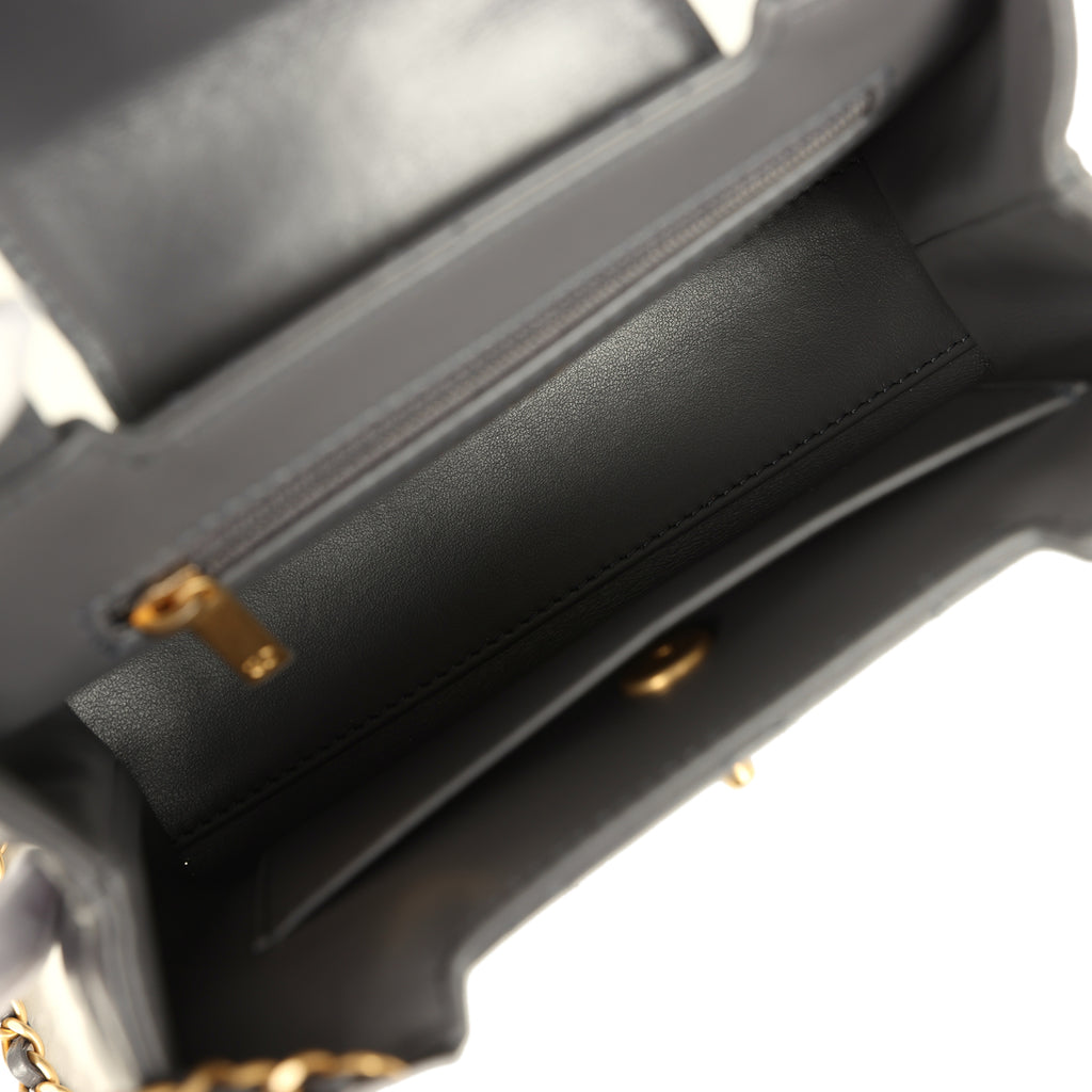 Pre-owned Chanel Small Kelly Shopper Grey Shiny Aged Calfskin Brushed Gold Hardware - Image 8