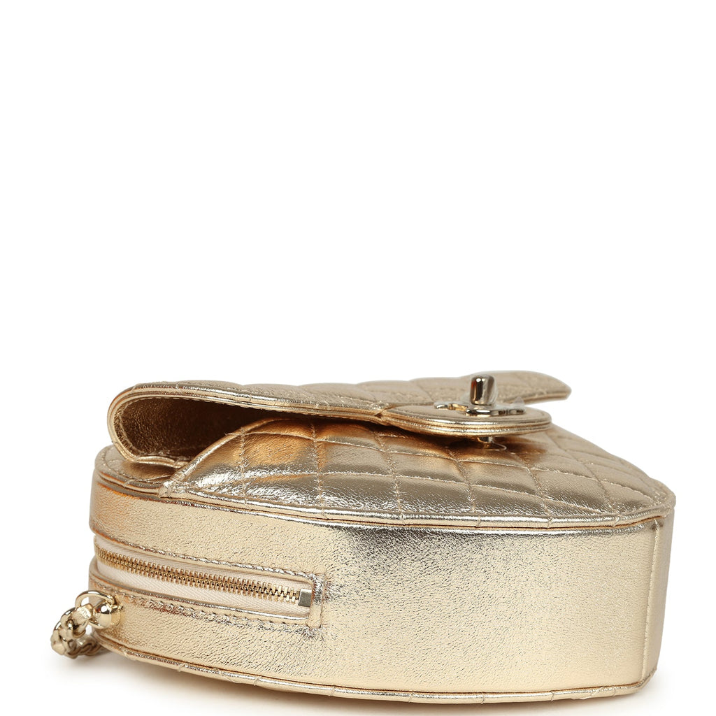 Chanel CC In Love Large Heart Bag with Chain Gold Metallic Lambskin Light Gold Hardware - Image 7