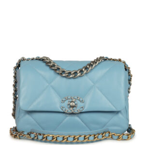Chanel Medium 19 Flap Light Blue Lambskin Mixed Metal Hardware