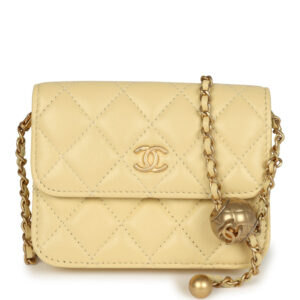 Chanel Mini Pearl Crush Belt Bag Light Yellow Lambskin Aged Gold Hardware