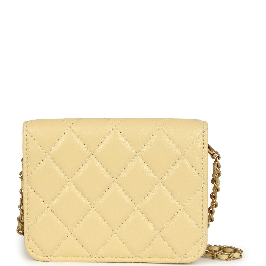 Chanel Mini Pearl Crush Belt Bag Light Yellow Lambskin Aged Gold Hardware - Image 5
