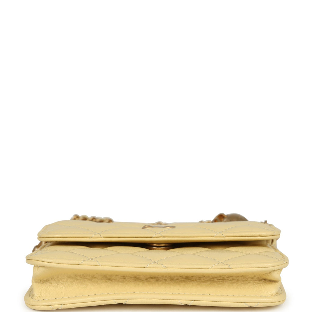 Chanel Mini Pearl Crush Belt Bag Light Yellow Lambskin Aged Gold Hardware - Image 7