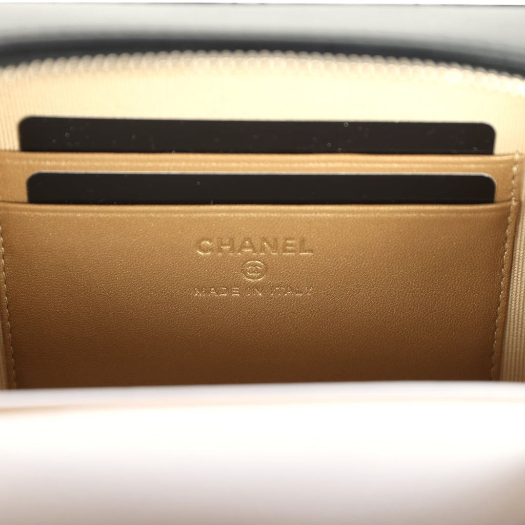 Chanel Mini Pearl Crush Clutch Bag with Chain Black Lambskin Antique Gold Hardware - Image 11