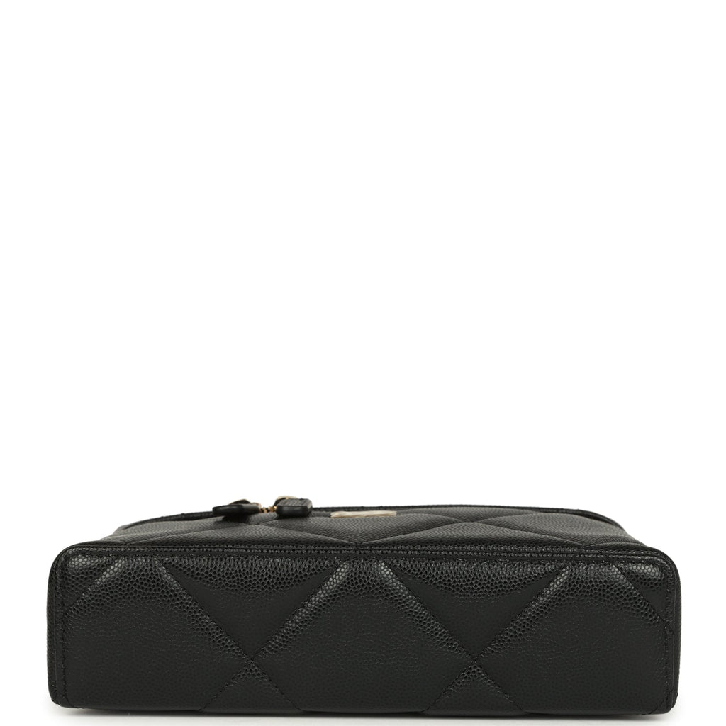 Chanel Top Handle Slim Vanity Case with Chain Black Shiny Caviar Light Gold Hardware - Image 7