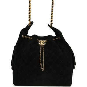Chanel Medium 25 Hobo Bag Black Suede Antique Gold Hardware