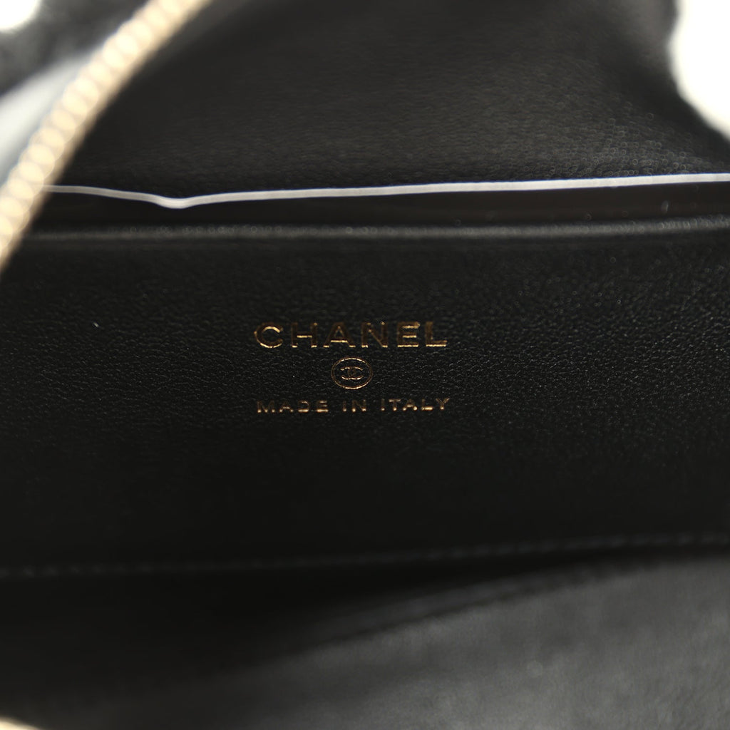 Chanel Mini Timeless Classic Barrel Bag with Chain Black Shearling Light Gold Hardware - Image 10