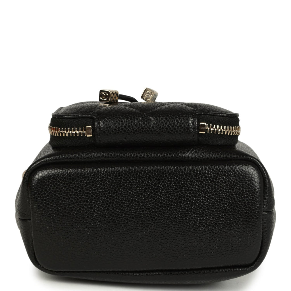 Chanel Mini Top Handle Bucket Bag with Chain Black Shiny Caviar Light Gold Hardware - Image 7