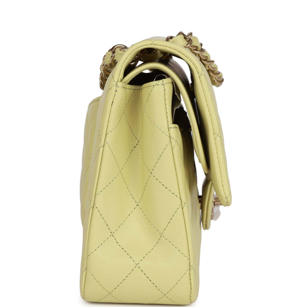 Chanel Medium Classic Double Flap Bag Light Green Lambskin Light Gold Hardware - Image 4